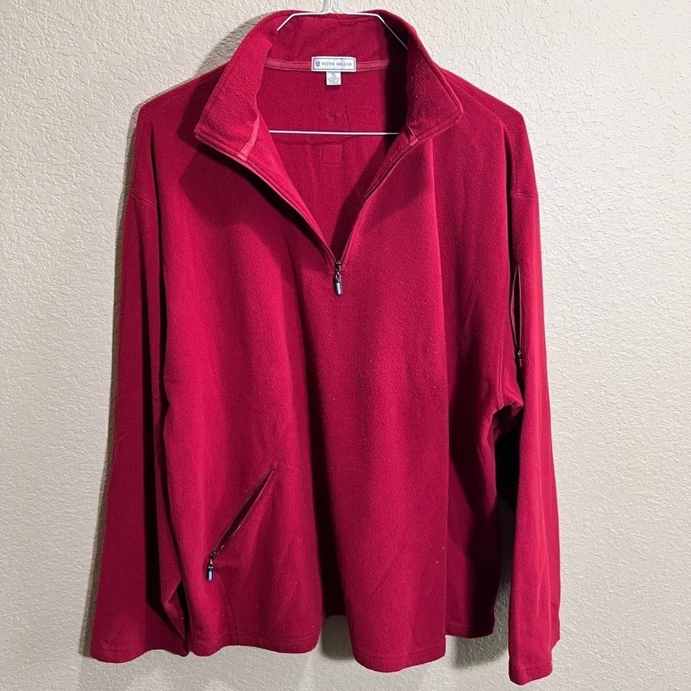Peter Millar Men's Bold Red Zip-Up Sweater